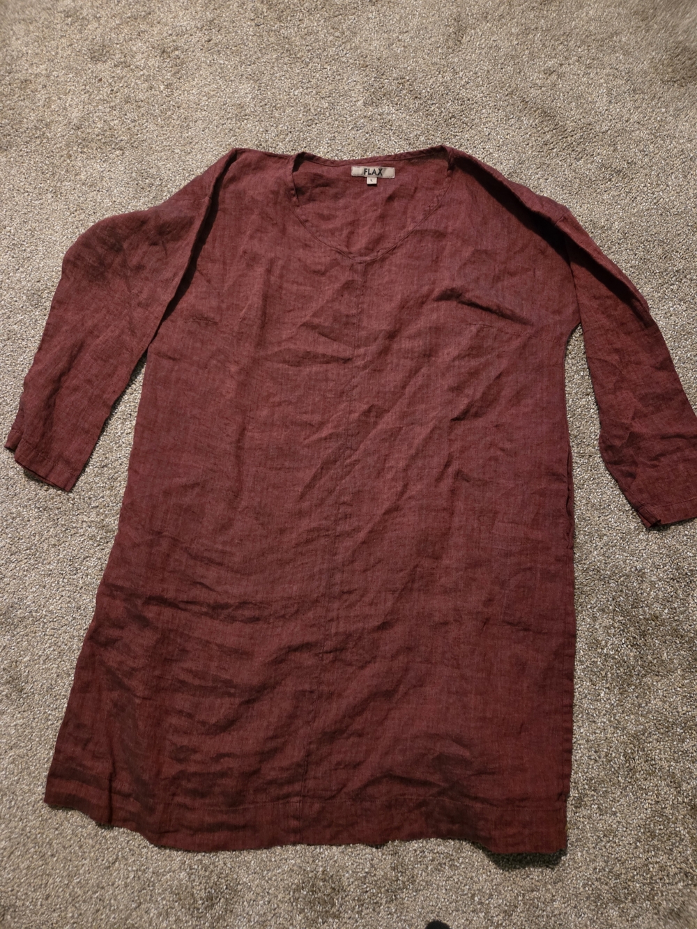 Flax Burgundy Linen V-Neck Tunic